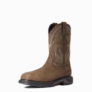 Men's Ariat WorkHog XT Cottonwood Carbon Toe Work Boots Brown | OIJB-48910