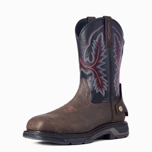 Men's Ariat WorkHog XT EZ Zip Carbon Toe Work Boots Brown | XQNI-92816