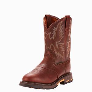 Men's Ariat Workhog Pull-on Work Boots Dark Copper | JCRL-24910