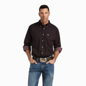 Men's Ariat Wrinkle Free Abel Classic Fit Shirts Black | VLPQ-10578