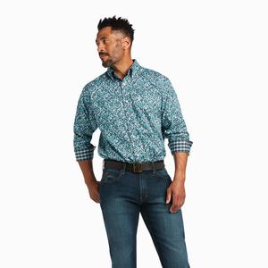 Men's Ariat Wrinkle Free Harrison Classic Fit Shirts Multicolor | MWGB-98203