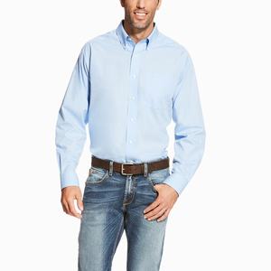 Men's Ariat Wrinkle Free Solid Shirts Light Blue | HPLE-07524