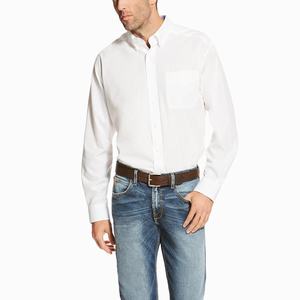 Men's Ariat Wrinkle Free Solid Shirts White | XUCI-91526