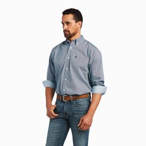 Men's Ariat Wrinkle Free Yoel Classic Fit Shirts Grey | DJUI-93756