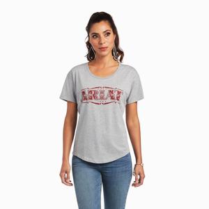 Women's Ariat Bandana Logo Tops Grey | FRIT-85927