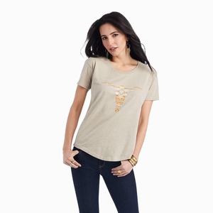 Women's Ariat Blanket Skull Tops Beige | NGJI-41063