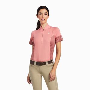 Women's Ariat Cambria Jersey 1/4 Zip Tops Coral | BGSQ-45093