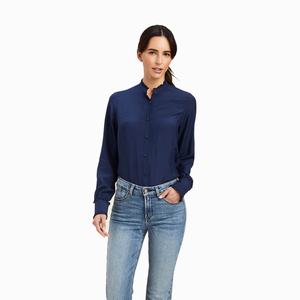 Women's Ariat Clarion Tops Navy | RPXD-28790