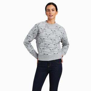 Women's Ariat Contour Equine Crew Hoodie Grey | CFMG-68394