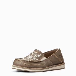 Women's Ariat Cruiser Embroidered Sneakers Brown | HEDG-90316