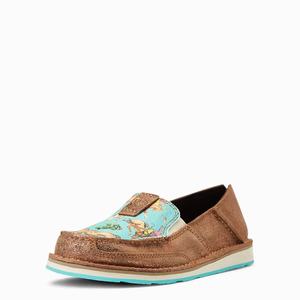 Women's Ariat Cruiser Sneakers Copper Metal / Turquoise | EILR-07186