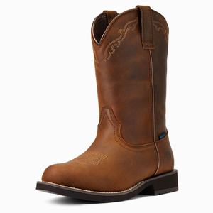 Women's Ariat Delilah Round Toe Waterproof Western Boots Brown | OPDK-68270