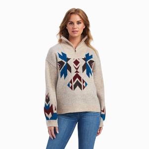 Women's Ariat Fire Canyon Sweaters Beige | QMFS-57921