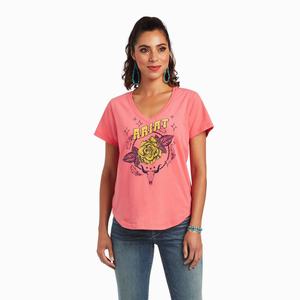 Women's Ariat Green Machine Tops Coral | CKFJ-67540