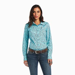 Women's Ariat Kirby Stretch Tops Green | DVIR-60124