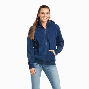 Women's Ariat Knit Full Zip Hoodie Blue | RLPK-15086