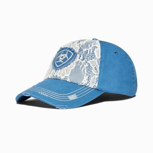 Women's Ariat Lace Logo Velcro Back Hats Blue | JUVG-76125