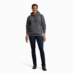 Women's Ariat Logo Hoodie Grey | FZKP-49218