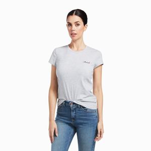 Women's Ariat Logo Script Tops Grey | UMSX-19854