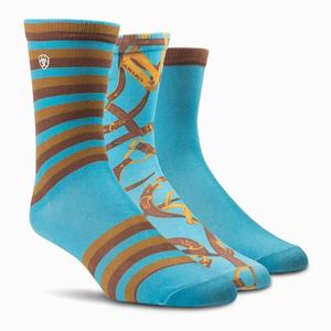 Women's Ariat Novelty Crew Socks Blue | JATN-08647