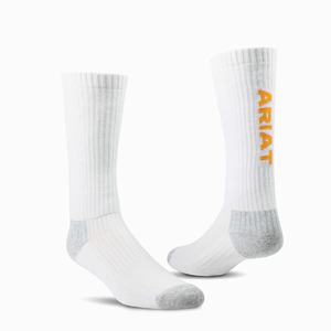 Women's Ariat Premium Ringspun Cotton Mid Calf 3 Pair Pack Socks White | TDIB-48657