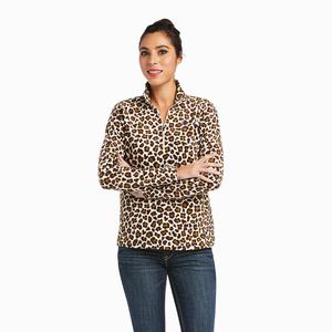 Women's Ariat Printed Fleece 1/4 Zip Hoodie Leopard | ORMK-25841