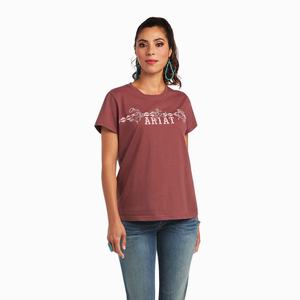 Women's Ariat REAL Bucking Bronc Tops Rose Brown | GVSF-96458