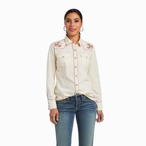 Women's Ariat REAL Georgia Tops White | UNKC-46905