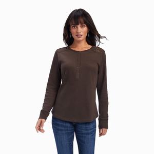 Women's Ariat REAL Henley Tops Multicolor | OLST-06539