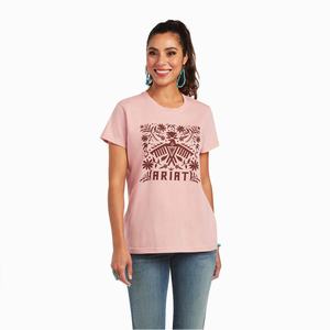 Women's Ariat REAL Relaxed Fiesta Logo Tops Rose | CFEG-84653