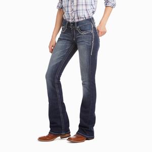 Women's Ariat R.E.A.L. Mid Rise Stretch Entwined Cut Skinny Jeans Blue | ACMI-76459