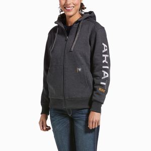 Women's Ariat Rebar All-Weather Full Zip Hoodie Grey | EBIX-63258