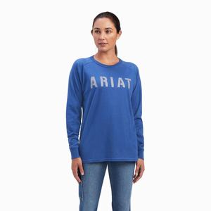 Women's Ariat Rebar CottonStrong Block T Shirts Navy | TUWR-62053