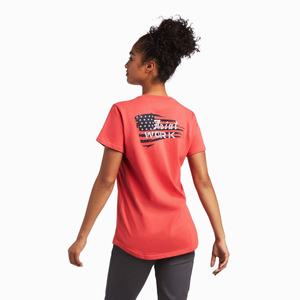 Women's Ariat Rebar Cotton Strong Flag Graphic Tops Multicolor | FNXL-05482