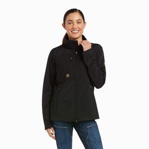 Women's Ariat Rebar Dri-Tech DuraStretch Fleece Hybrid Hoodie Black | UGOB-93642