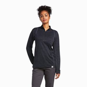 Women's Ariat Rebar Evolution 1/2 Zip Tops Black | EGUD-32947