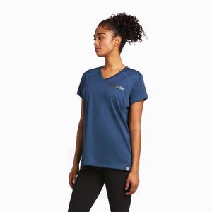 Women's Ariat Rebar Polartec Elite All Season Tops Blue Deep Green | AMJS-73468