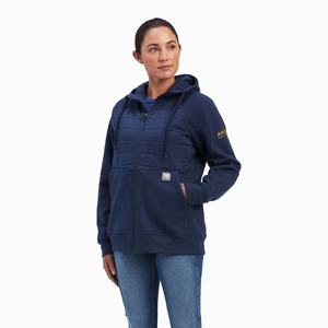 Women's Ariat Rebar Regulator Full Zip Hoodie Indigo | PDFZ-69182