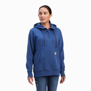 Women's Ariat Rebar Skill Set 1/2 Zip Hoodie Navy | AIKV-69427