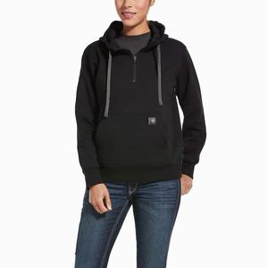 Women's Ariat Rebar Skill Set 1/2 Zip Hoodie Black | LHUQ-72098