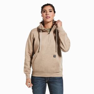 Women's Ariat Rebar Skill Set 1/2 Zip Hoodie Dark Beige | YOZM-93617