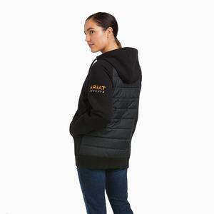 Women's Ariat Rebar Thermic Insulated Full Zip Hoodie Black | KDUB-38476