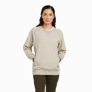 Women's Ariat Rebar Workman Washed Fleece Hoodie Beige | SJHU-46983