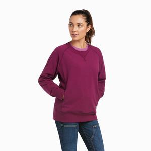 Women's Ariat Rebar Workman Washed Fleece Hoodie Purple | WCSP-53908