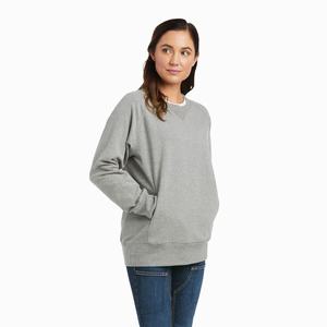 Women's Ariat Rebar Workman Washed Fleece Hoodie Grey | YGQS-67825