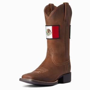 Women's Ariat Round Up Orgullo Mexicano Western Boots Brown | WKBO-82961