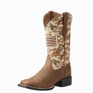 Women's Ariat Round Up Patriot Western Boots Brown | GICF-65738