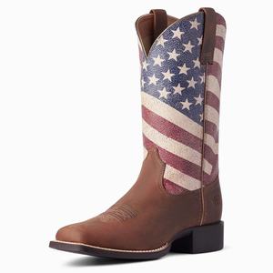 Women's Ariat Round Up Patriot Western Boots Brown | HFQM-27439