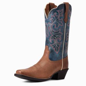 Women's Ariat Round Up Square Toe Western Boots Brown | ZDYM-30517