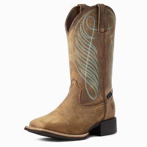 Women's Ariat Round Up Wide Square Toe Waterproof Waterproof Boots Brown | MEIY-23687